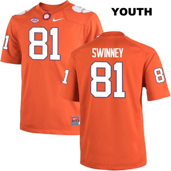 Youth Clemson Tigers #81 Drew Swinney Stitched Orange Authentic Nike NCAA College Football Jersey LFH3446GT
